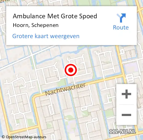 Locatie op kaart van de 112 melding: Ambulance Met Grote Spoed Naar Hoorn, Schepenen op 18 augustus 2018 20:33