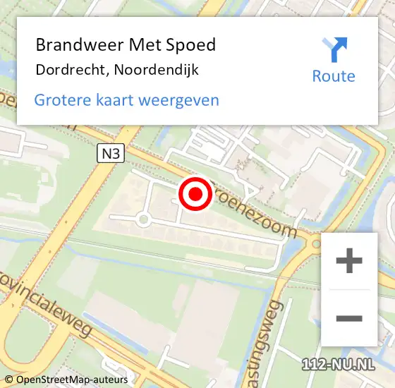 Locatie op kaart van de 112 melding: Brandweer Met Spoed Naar Dordrecht, Noordendijk op 18 augustus 2018 21:28