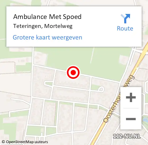 Locatie op kaart van de 112 melding: Ambulance Met Spoed Naar Teteringen, Mortelweg op 18 augustus 2018 21:42