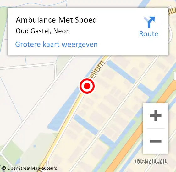 Locatie op kaart van de 112 melding: Ambulance Met Spoed Naar Oud Gastel, Neon op 18 augustus 2018 21:45