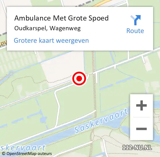 Locatie op kaart van de 112 melding: Ambulance Met Grote Spoed Naar Oudkarspel, Wagenweg op 18 augustus 2018 21:46