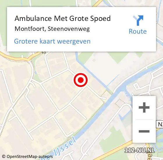 Locatie op kaart van de 112 melding: Ambulance Met Grote Spoed Naar Montfoort, Steenovenweg op 18 augustus 2018 22:44