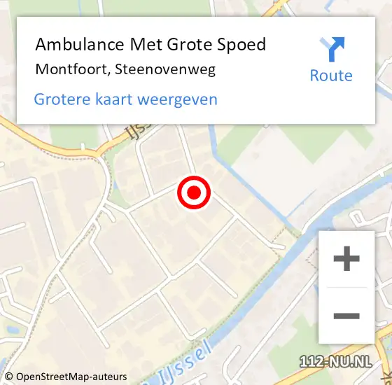 Locatie op kaart van de 112 melding: Ambulance Met Grote Spoed Naar Montfoort, Steenovenweg op 18 augustus 2018 22:45