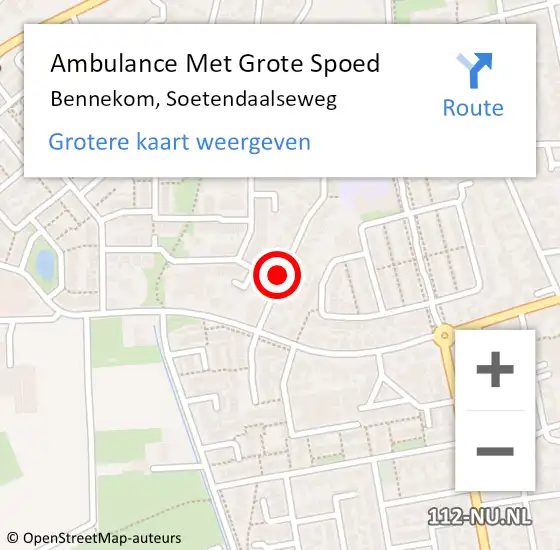 Locatie op kaart van de 112 melding: Ambulance Met Grote Spoed Naar Bennekom, Soetendaalseweg op 18 augustus 2018 23:42