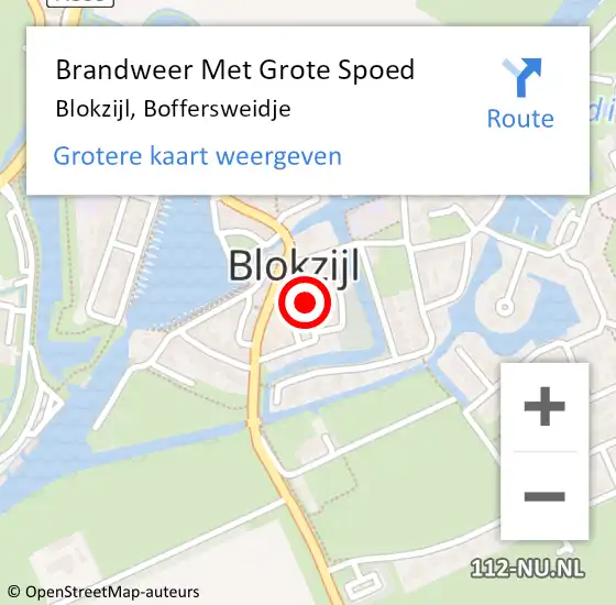 Locatie op kaart van de 112 melding: Brandweer Met Grote Spoed Naar Blokzijl, Boffersweidje op 19 augustus 2018 00:15