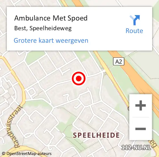 Locatie op kaart van de 112 melding: Ambulance Met Spoed Naar Best, Speelheideweg op 19 augustus 2018 01:42