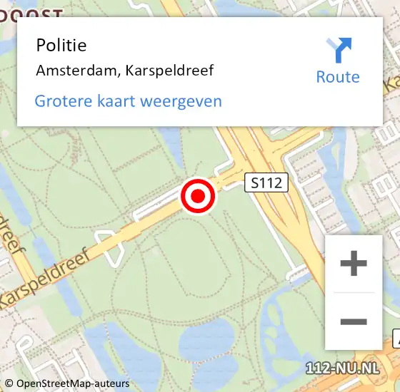 Locatie op kaart van de 112 melding: Politie Amsterdam, Karspeldreef op 19 augustus 2018 02:05