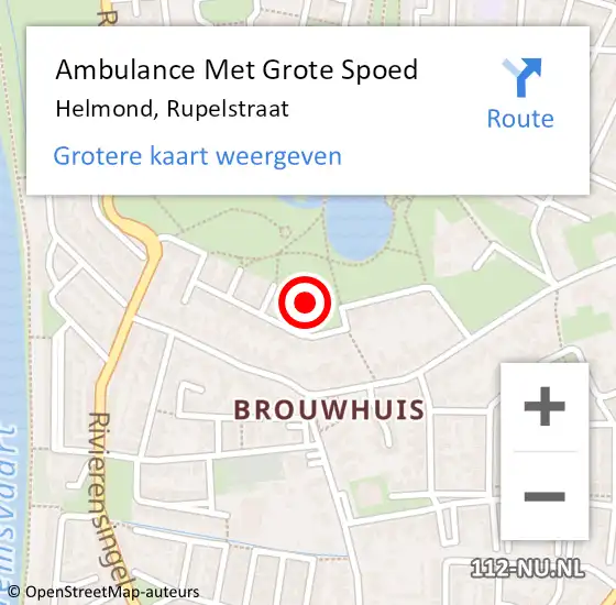 Locatie op kaart van de 112 melding: Ambulance Met Grote Spoed Naar Helmond, Rupelstraat op 19 augustus 2018 02:33