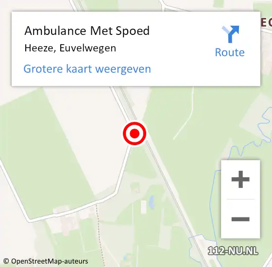 Locatie op kaart van de 112 melding: Ambulance Met Spoed Naar Heeze, Euvelwegen op 19 augustus 2018 02:52