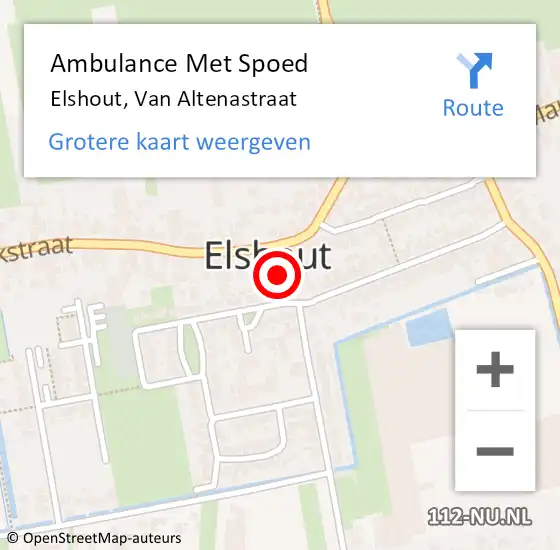 Locatie op kaart van de 112 melding: Ambulance Met Spoed Naar Elshout, Van Altenastraat op 19 augustus 2018 03:47