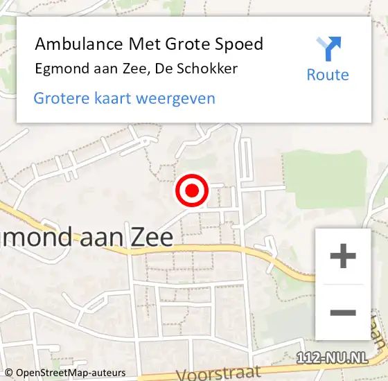 Locatie op kaart van de 112 melding: Ambulance Met Grote Spoed Naar Egmond aan Zee, De Schokker op 19 augustus 2018 06:30