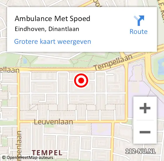 Locatie op kaart van de 112 melding: Ambulance Met Spoed Naar Eindhoven, Dinantlaan op 19 augustus 2018 09:36