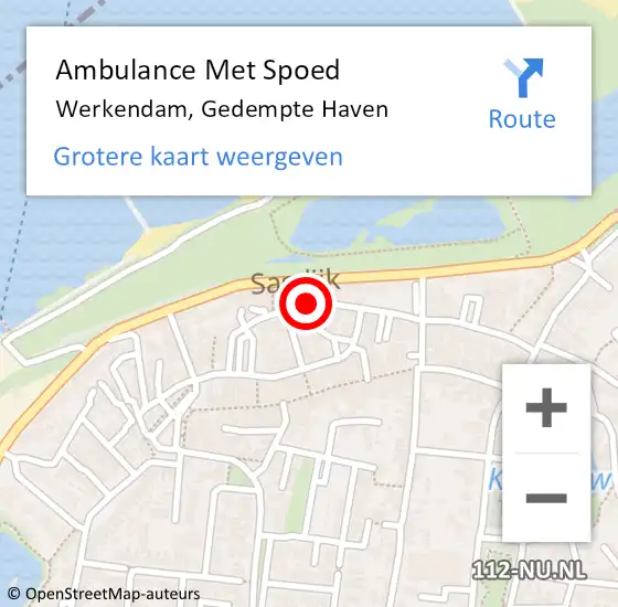 Locatie op kaart van de 112 melding: Ambulance Met Spoed Naar Werkendam, Gedempte Haven op 19 augustus 2018 10:50