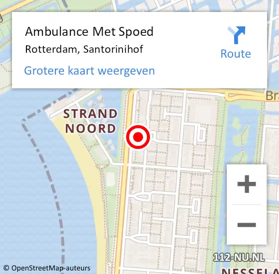 Locatie op kaart van de 112 melding: Ambulance Met Spoed Naar Rotterdam, Santorinihof op 19 augustus 2018 11:34