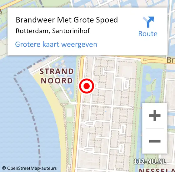 Locatie op kaart van de 112 melding: Brandweer Met Grote Spoed Naar Rotterdam, Santorinihof op 19 augustus 2018 11:35