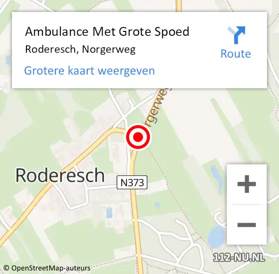 Locatie op kaart van de 112 melding: Ambulance Met Grote Spoed Naar Roderesch, Norgerweg op 19 augustus 2018 11:59