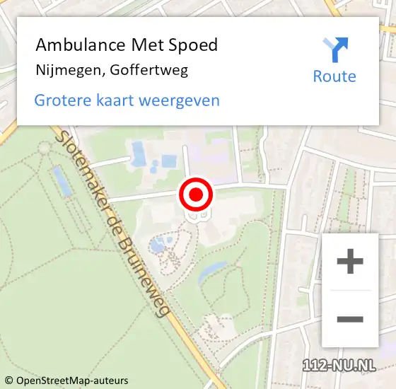 Locatie op kaart van de 112 melding: Ambulance Met Spoed Naar Nijmegen, Goffertweg op 19 augustus 2018 12:07
