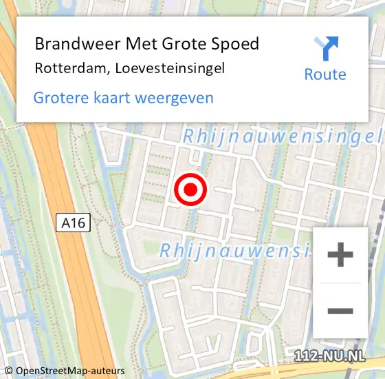 Locatie op kaart van de 112 melding: Brandweer Met Grote Spoed Naar Rotterdam, Loevesteinsingel op 19 augustus 2018 12:14