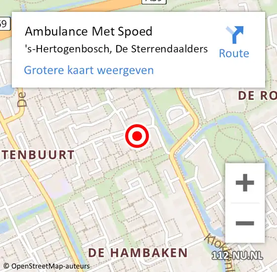 Locatie op kaart van de 112 melding: Ambulance Met Spoed Naar 's-Hertogenbosch, De Sterrendaalders op 19 augustus 2018 12:48