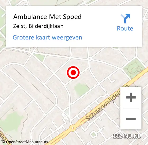 Locatie op kaart van de 112 melding: Ambulance Met Spoed Naar Zeist, Bilderdijklaan op 19 augustus 2018 13:15
