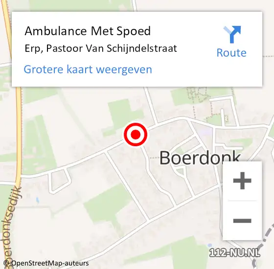 Locatie op kaart van de 112 melding: Ambulance Met Spoed Naar Erp, Past van Schijndelstraat op 19 augustus 2018 14:22