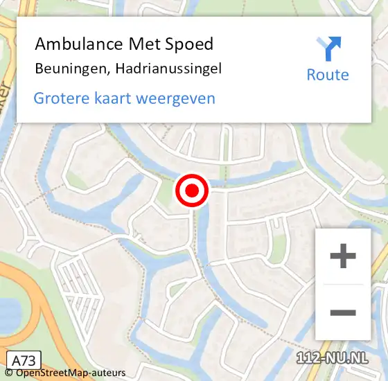 Locatie op kaart van de 112 melding: Ambulance Met Spoed Naar Beuningen, Hadrianussingel op 19 augustus 2018 16:21