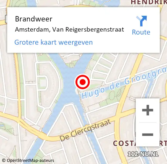 Locatie op kaart van de 112 melding: Brandweer Amsterdam, Van Reigersbergenstraat op 19 augustus 2018 18:51