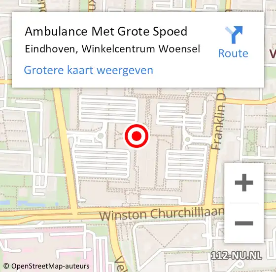 Locatie op kaart van de 112 melding: Ambulance Met Grote Spoed Naar Eindhoven, Winkelcentrum Woensel op 19 augustus 2018 19:16