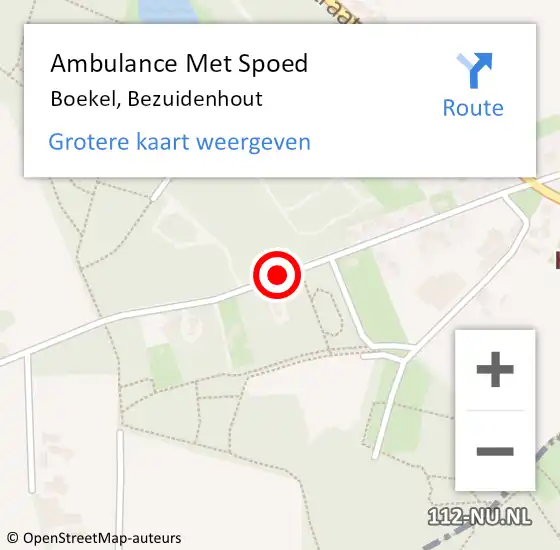 Locatie op kaart van de 112 melding: Ambulance Met Spoed Naar Boekel, Bezuidenhout op 19 augustus 2018 19:36