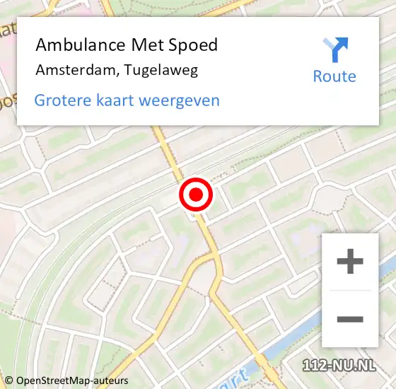 Locatie op kaart van de 112 melding: Ambulance Met Spoed Naar Amsterdam, Tugelaweg op 19 augustus 2018 20:25