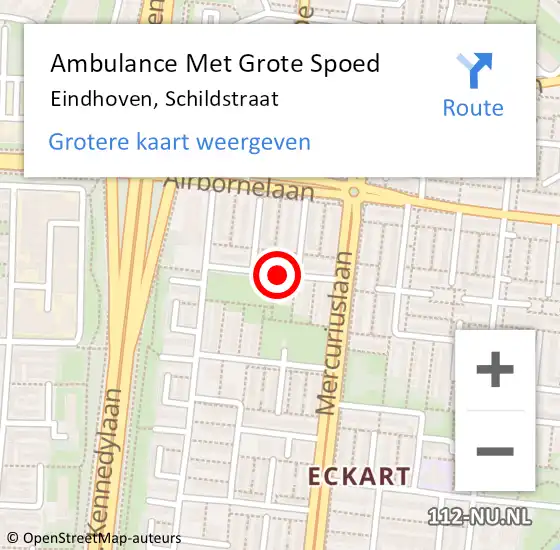 Locatie op kaart van de 112 melding: Ambulance Met Grote Spoed Naar Eindhoven, Schildstraat op 19 augustus 2018 21:10