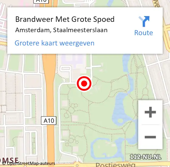 Locatie op kaart van de 112 melding: Brandweer Met Grote Spoed Naar Amsterdam, Staalmeesterslaan op 19 augustus 2018 21:53