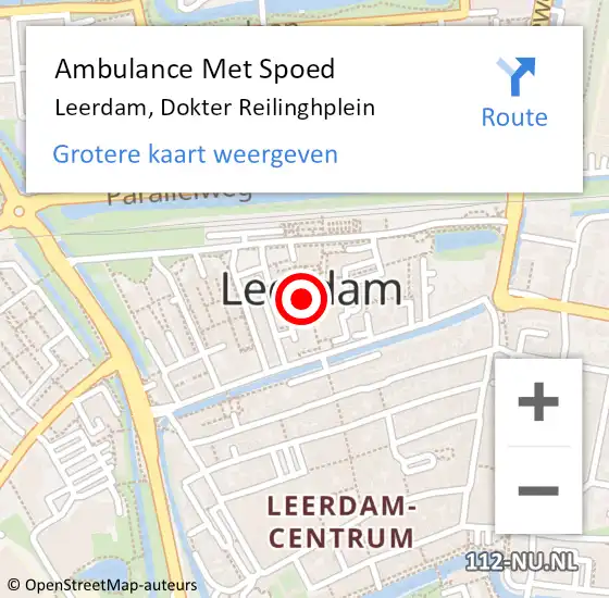 Locatie op kaart van de 112 melding: Ambulance Met Spoed Naar Leerdam, Dokter Reilinghplein op 20 augustus 2018 00:37