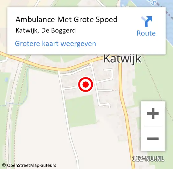 Locatie op kaart van de 112 melding: Ambulance Met Grote Spoed Naar Katwijk, De Boggerd op 20 augustus 2018 00:46