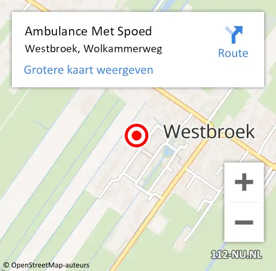 Locatie op kaart van de 112 melding: Ambulance Met Spoed Naar Westbroek, Wolkammerweg op 20 augustus 2018 01:14