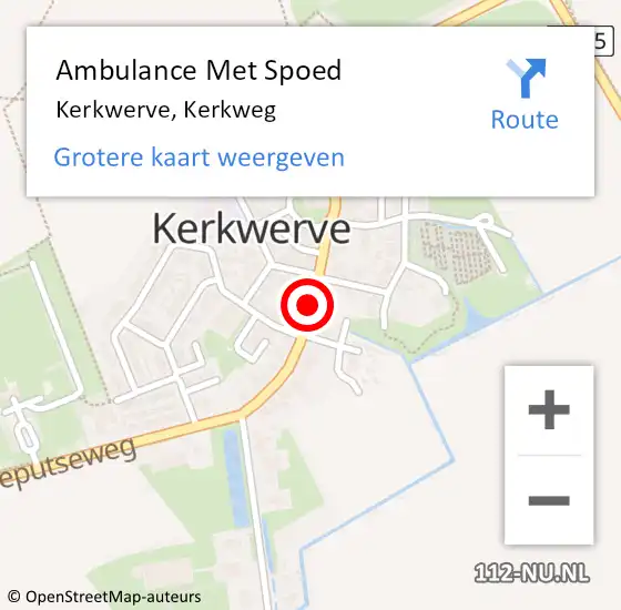 Locatie op kaart van de 112 melding: Ambulance Met Spoed Naar Kerkwerve, Kerkweg op 20 augustus 2018 08:05