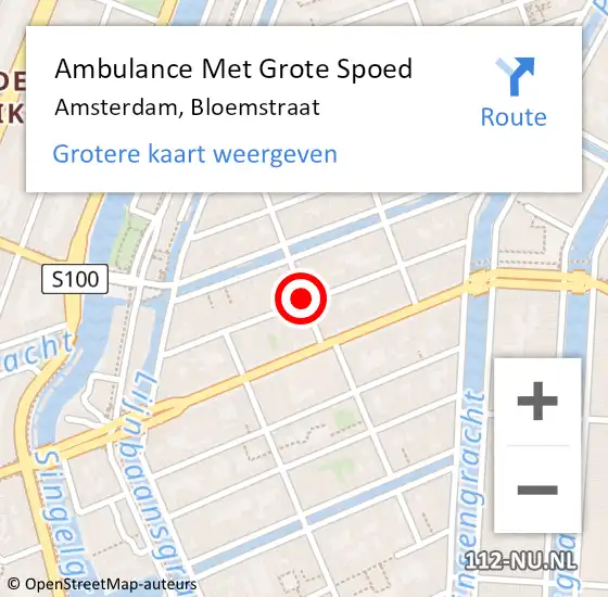 Locatie op kaart van de 112 melding: Ambulance Met Grote Spoed Naar Amsterdam, Bloemstraat op 20 augustus 2018 09:50