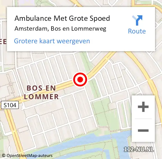 Locatie op kaart van de 112 melding: Ambulance Met Grote Spoed Naar Amsterdam, Bos en Lommerweg op 20 augustus 2018 10:32