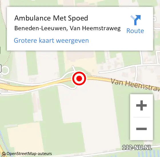 Locatie op kaart van de 112 melding: Ambulance Met Spoed Naar Beneden-Leeuwen, Van Heemstraweg op 20 augustus 2018 11:24