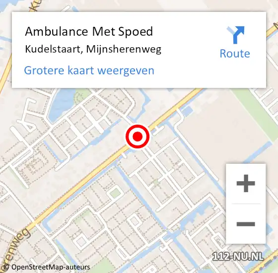 Locatie op kaart van de 112 melding: Ambulance Met Spoed Naar Kudelstaart, Mijnsherenweg op 20 augustus 2018 11:27