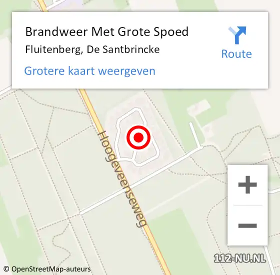 Locatie op kaart van de 112 melding: Brandweer Met Grote Spoed Naar Fluitenberg, De Santbrincke op 20 augustus 2018 16:03