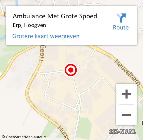 Locatie op kaart van de 112 melding: Ambulance Met Grote Spoed Naar Erp, Hoogven op 20 augustus 2018 16:11