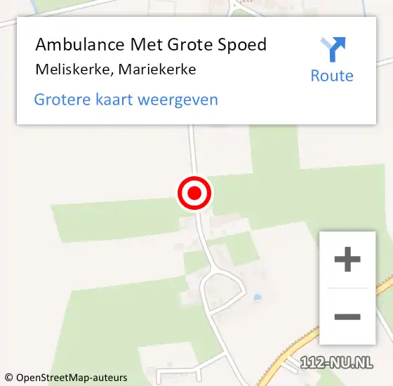 Locatie op kaart van de 112 melding: Ambulance Met Grote Spoed Naar Meliskerke, Mariekerke op 20 augustus 2018 17:19