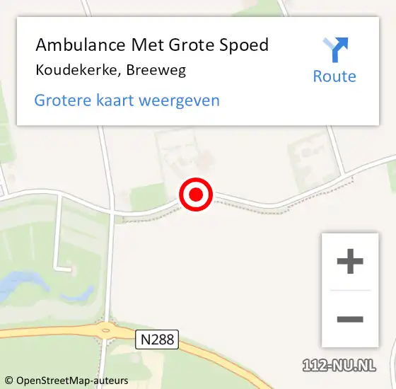 Locatie op kaart van de 112 melding: Ambulance Met Grote Spoed Naar Koudekerke, Breeweg op 20 augustus 2018 17:53