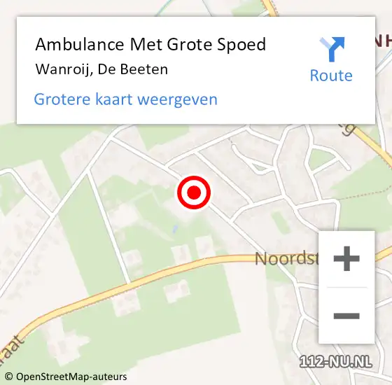 Locatie op kaart van de 112 melding: Ambulance Met Grote Spoed Naar Wanroij, De Beeten op 20 augustus 2018 18:16