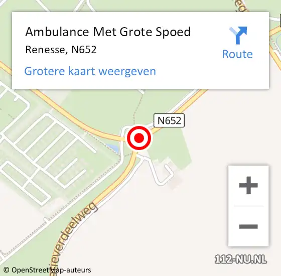 Locatie op kaart van de 112 melding: Ambulance Met Grote Spoed Naar Renesse, N652 op 20 augustus 2018 22:28