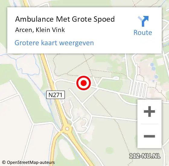 Locatie op kaart van de 112 melding: Ambulance Met Grote Spoed Naar Arcen, Klein Vink op 20 augustus 2018 22:36