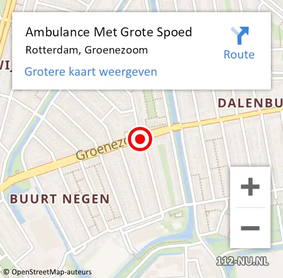 Locatie op kaart van de 112 melding: Ambulance Met Grote Spoed Naar Rotterdam, Groenezoom op 21 augustus 2018 02:42