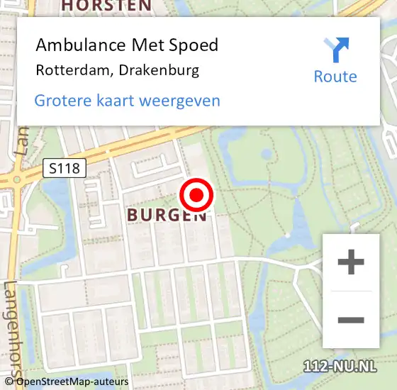 Locatie op kaart van de 112 melding: Ambulance Met Spoed Naar Rotterdam, Drakenburg op 21 augustus 2018 08:20