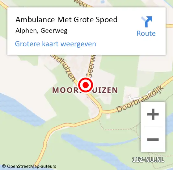 Locatie op kaart van de 112 melding: Ambulance Met Grote Spoed Naar Alphen, Geerweg op 21 augustus 2018 09:36